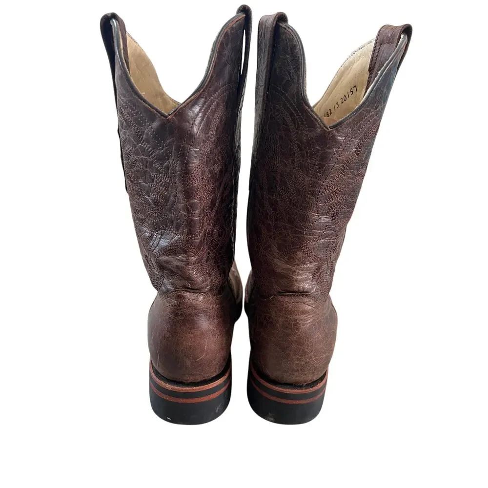 Los Altos Boots Genuine Python Brown Square Toe Size 9 EE 6682 Cowboy Western